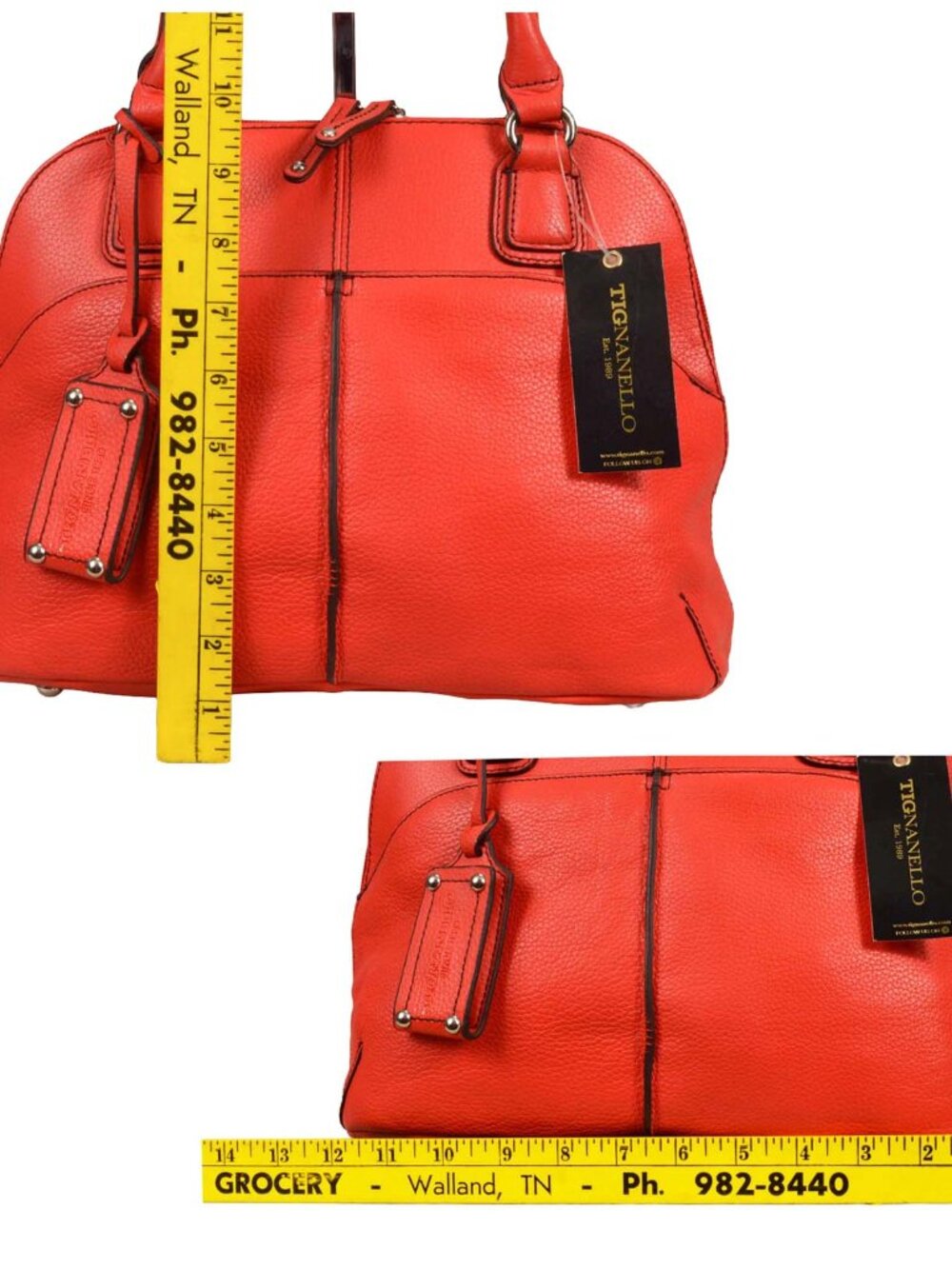 Pretty Reddish Pebbled Leather Tignanello NWT! - Picture 6 of 9
